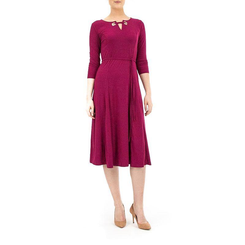 Women's Nina Leonard Grommet-Detail Midi Dress, Size: Small, Dusty Pink Product Image