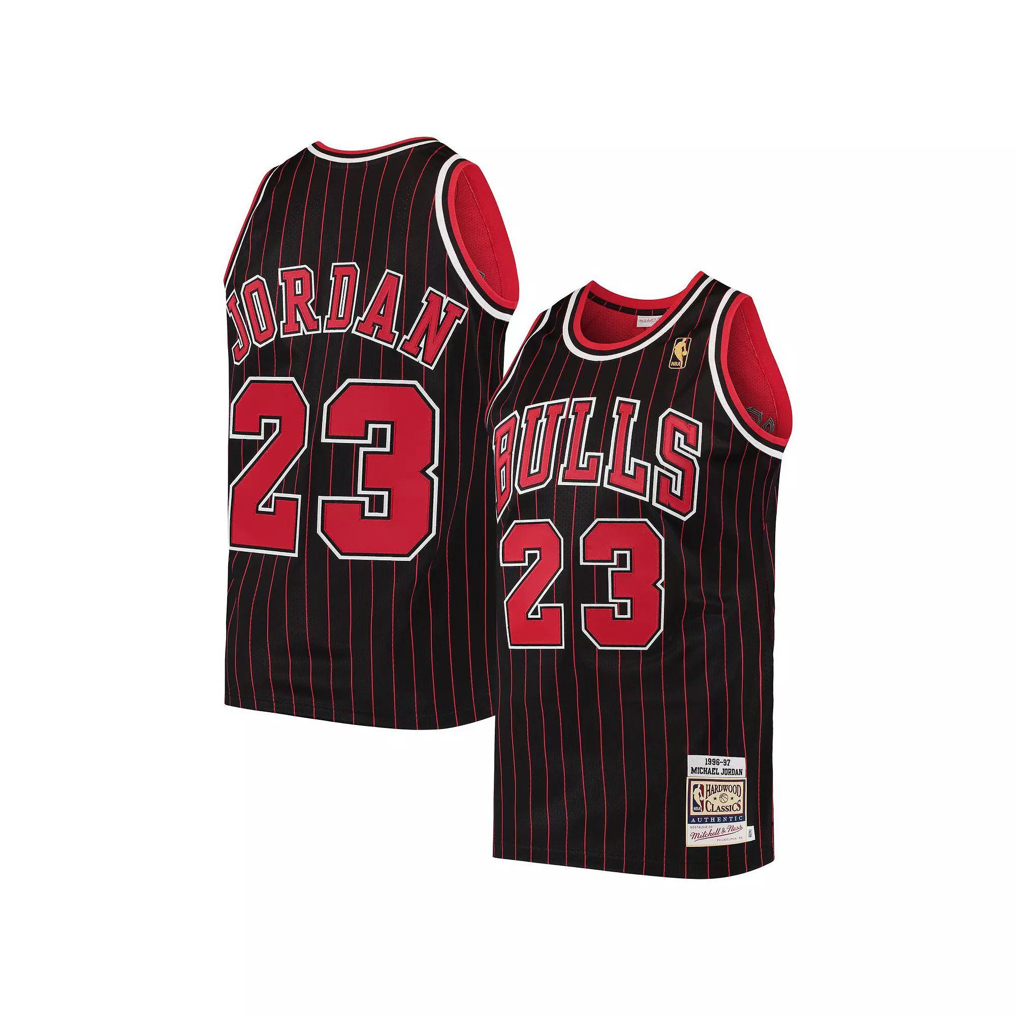 Men's Mitchell & Ness Michael Jordan Black Chicago Bulls 1996 Hardwood Classics Authentic Jersey, Size: 64 Product Image