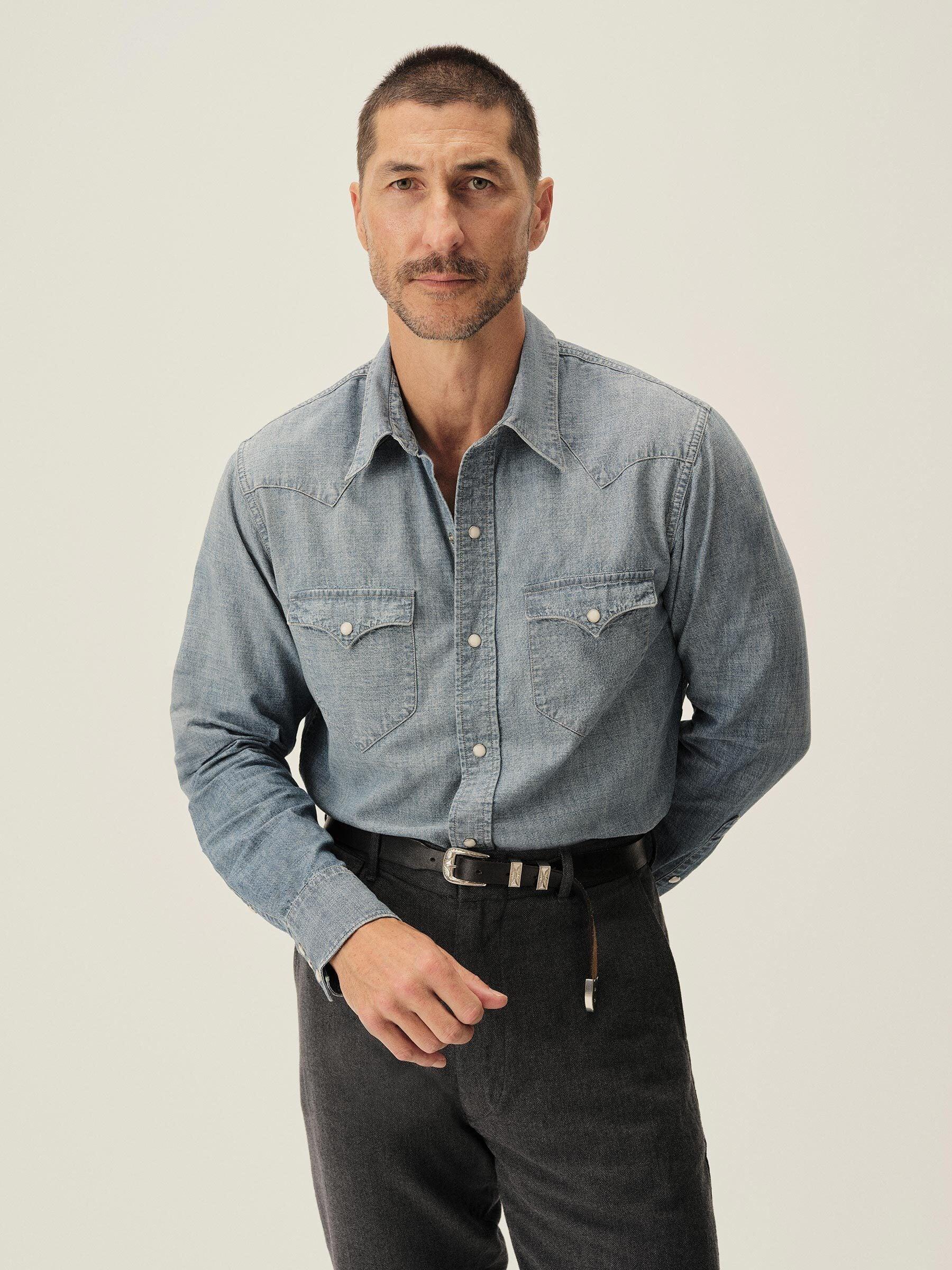 M046 Japanese Chambray Western Shirt Product Image