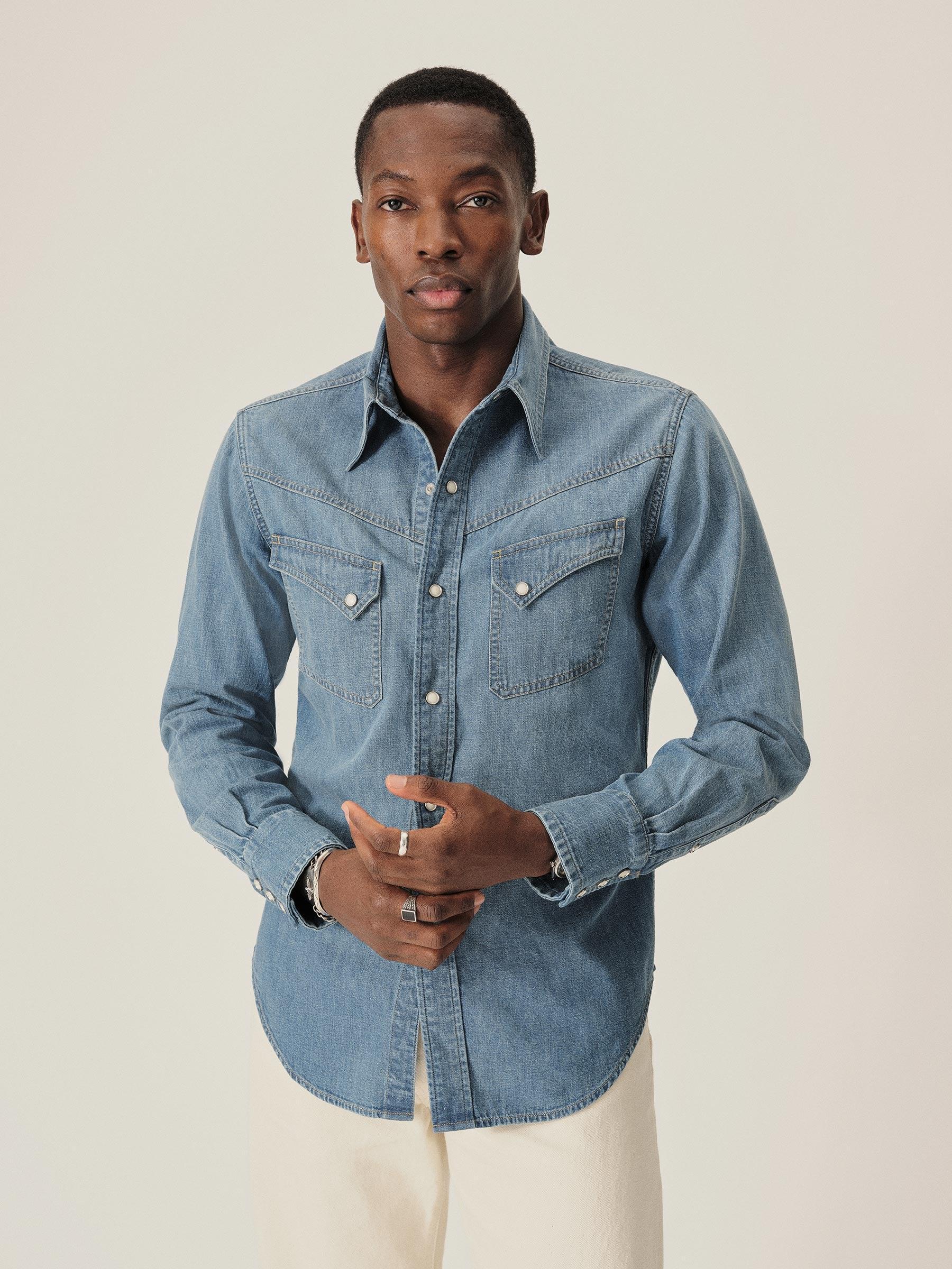 M048 Japanese Denim Lubbock Longhorn Shirt Product Image