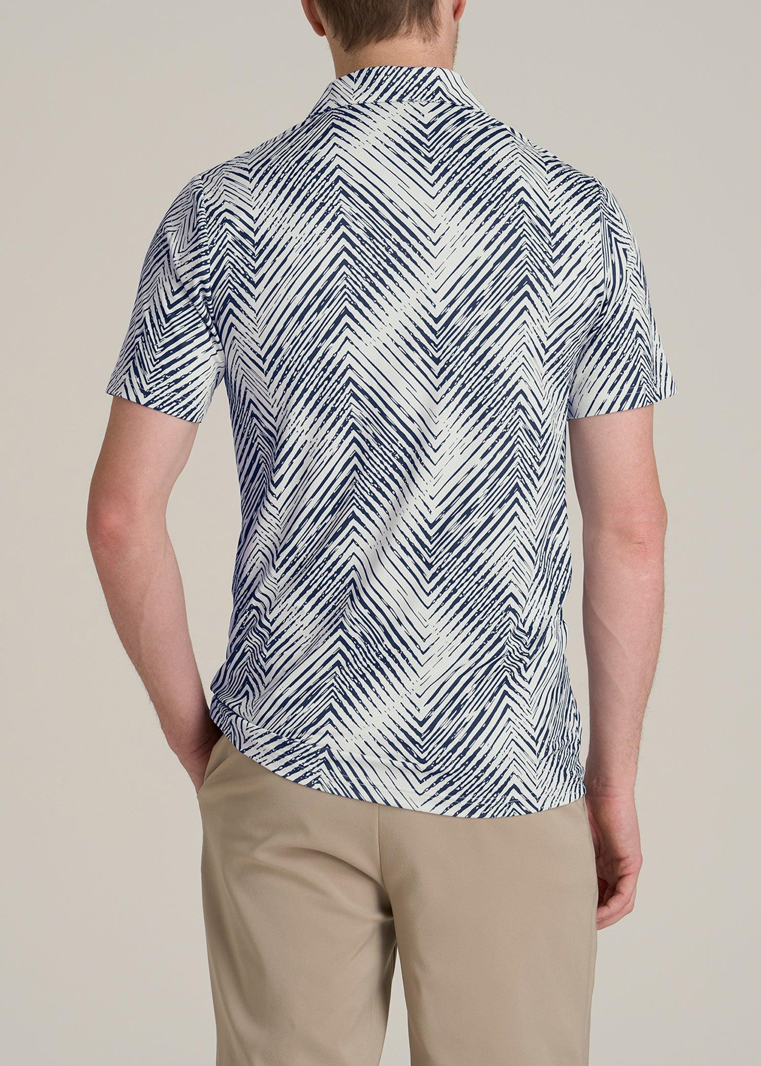 Golf Performance Tall Men's Polo Shirt in Navy Chevron Product Image