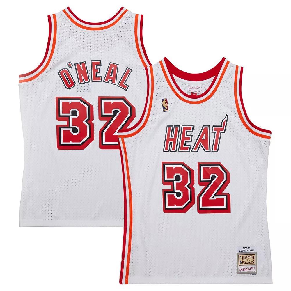 Men's Mitchell & Ness Shaquille O'Neal White Miami Heat 2007/08 Hardwood Classics Swingman Jersey, Size: Small Product Image