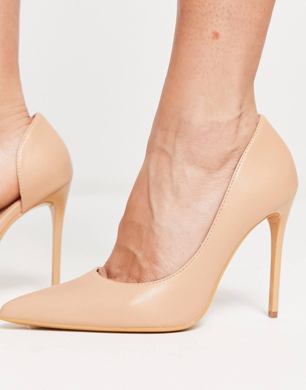Truffle Collection pointed stiletto heels in rose gold Product Image