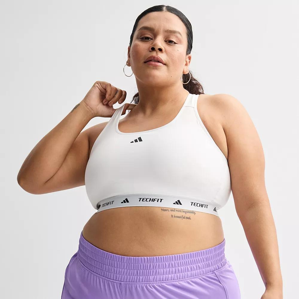 Plus Size adidas Techfit Training Bra, Women's, Size: 4XL, White Product Image