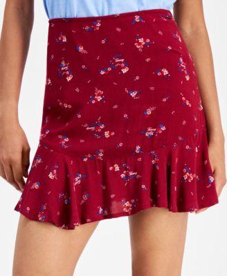 Tommy Jeans Womens Floral High Rise Flounce Mini Skirt Product Image