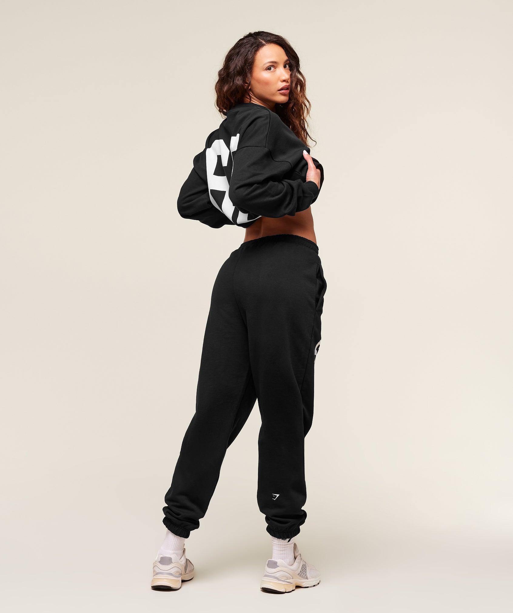 Gymshark Varsity Graphic Oversized Jogger - Black Female Product Image
