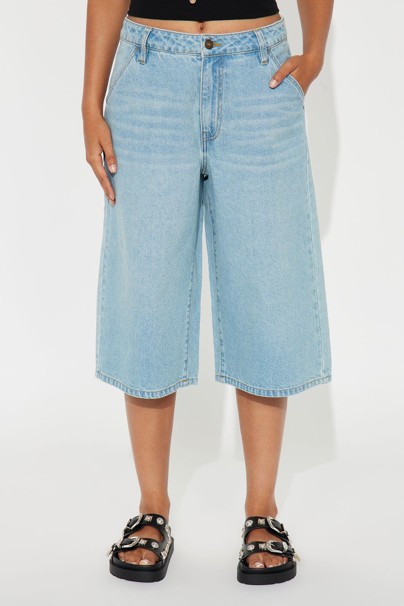 Hustle Denim Jorts - Light Wash Product Image
