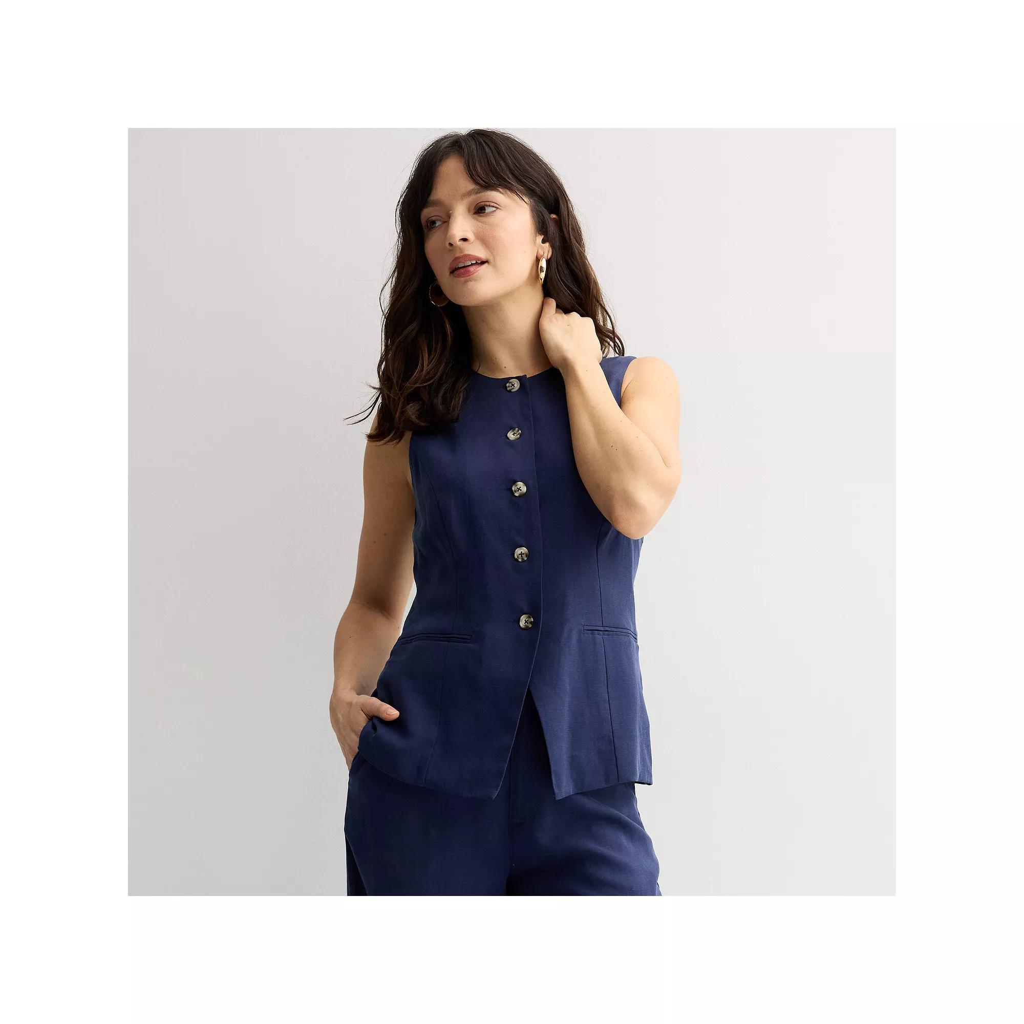 Women's Fourth + Bay Polished Vest, Size: Large, Blue Product Image