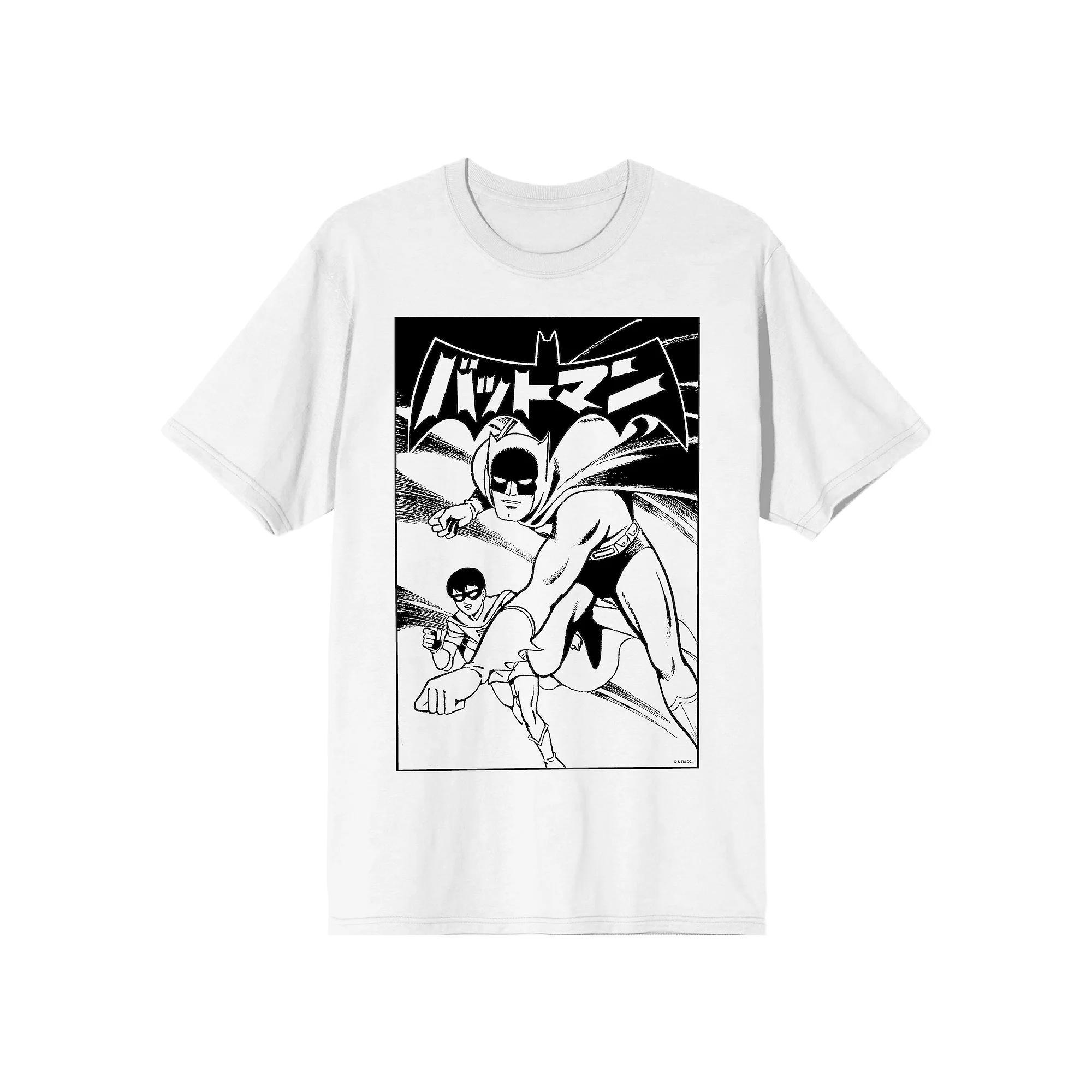 Men's Batmanga Manga Cover Art Short Sleeve Graphic Tee, Size: XL, White Product Image
