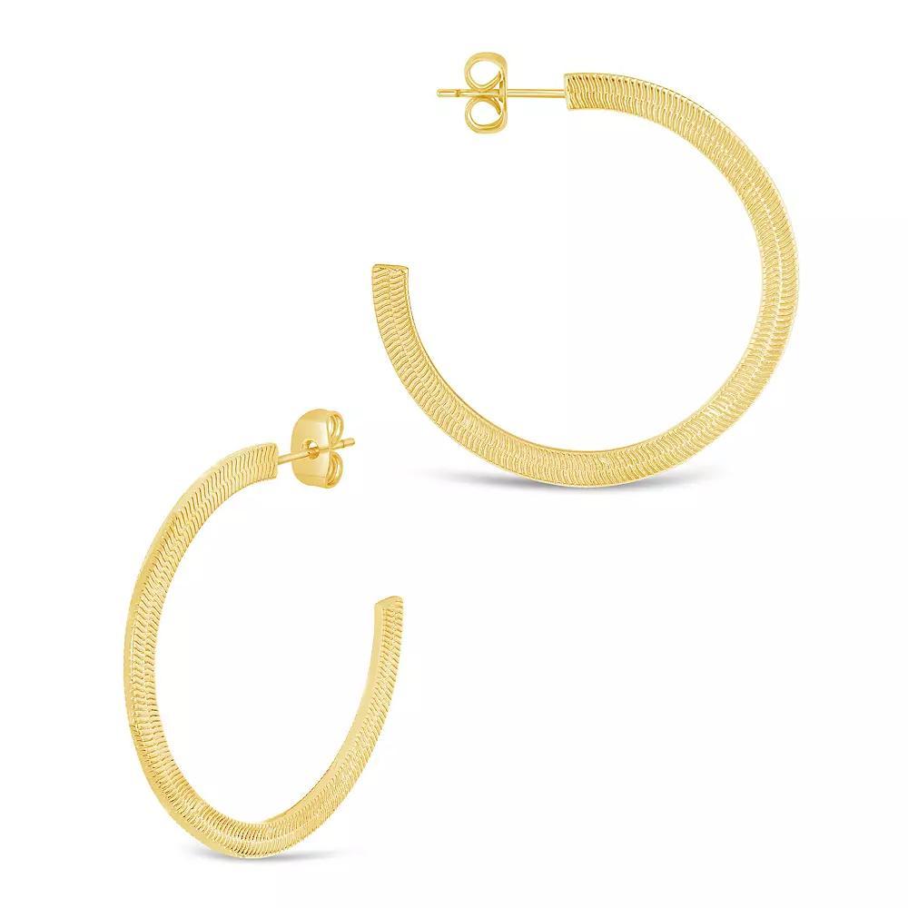 MC Collective Herringbone Chain Hoop Earrings, Women's, Gold Tone Product Image