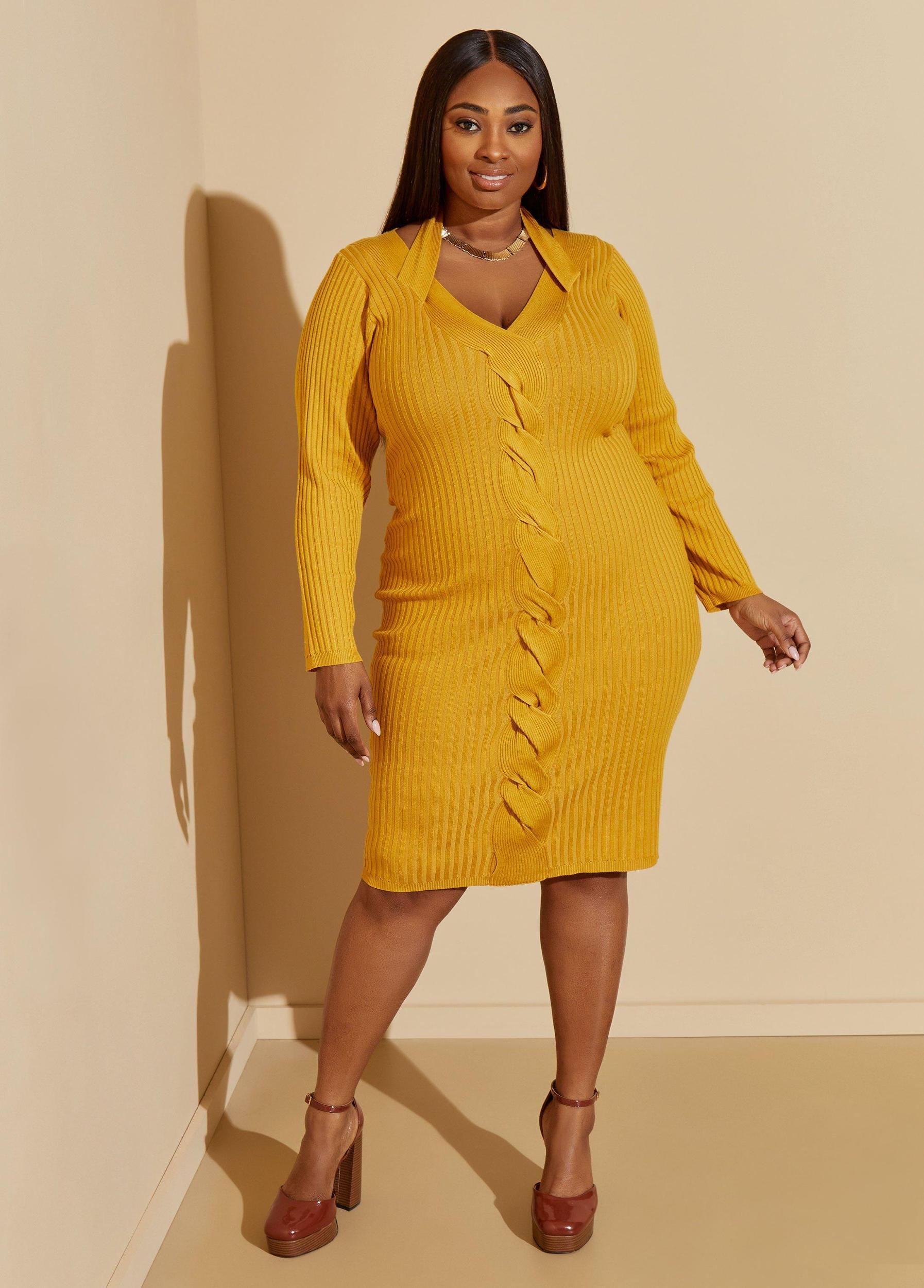 Braided Sweater Bodycon Dress Product Image
