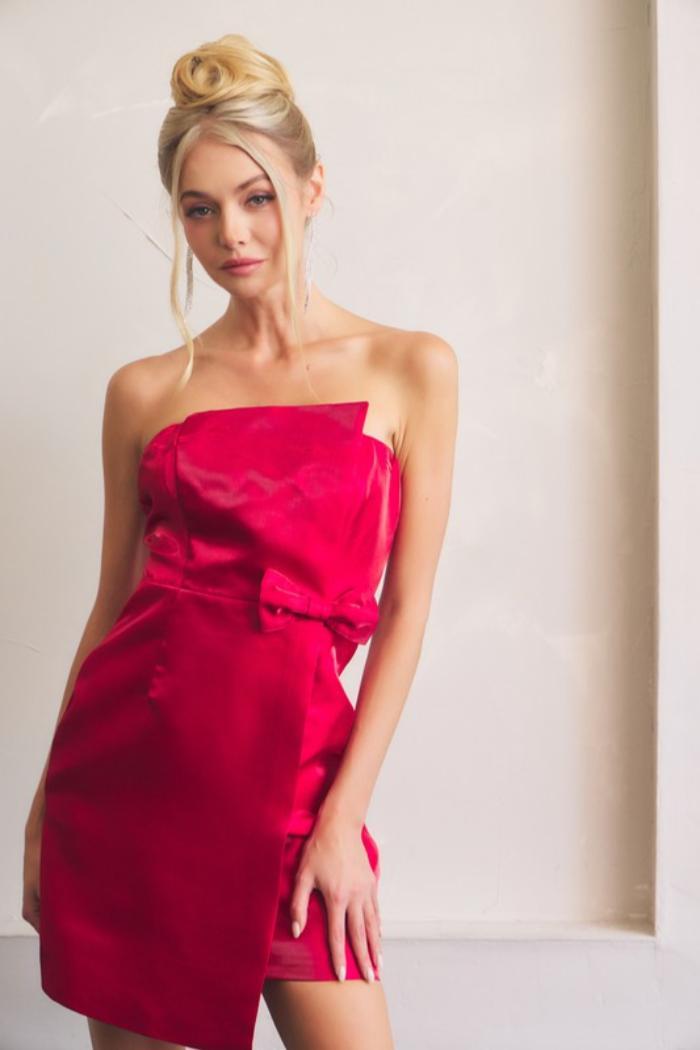 Strapless Bow Mini Dress Product Image
