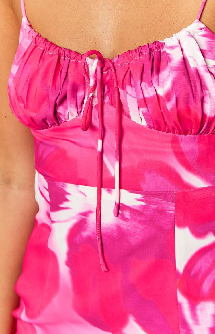 Paloma Pink Print Midi Dress Product Image