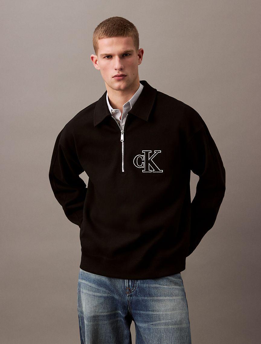 Varsity Monogram Logo Quarter Zip Sweater Product Image