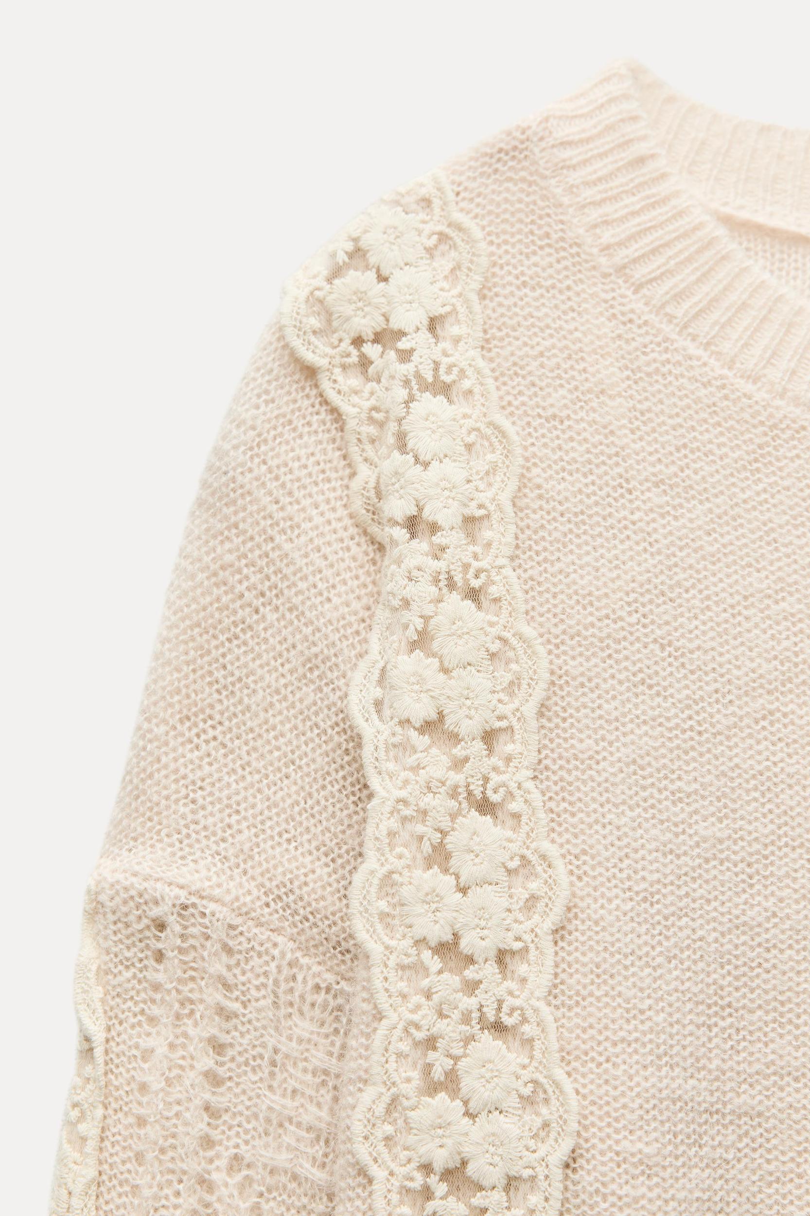 COMBINATION KNIT LACE SWEATER Product Image