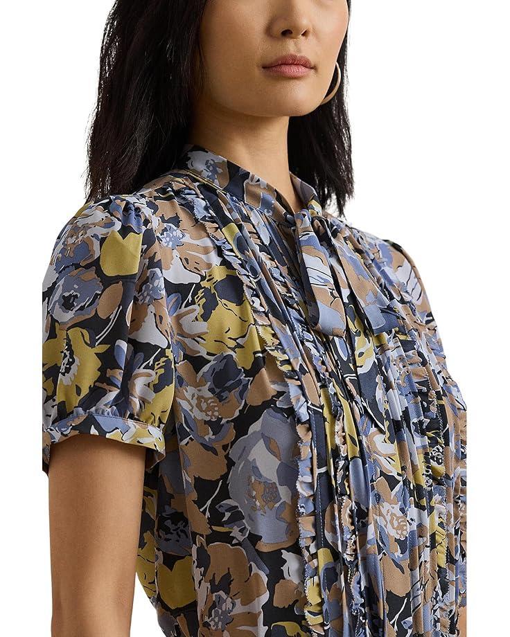 Button Up Top W/ Puff Sleeves & Front Tie Product Image