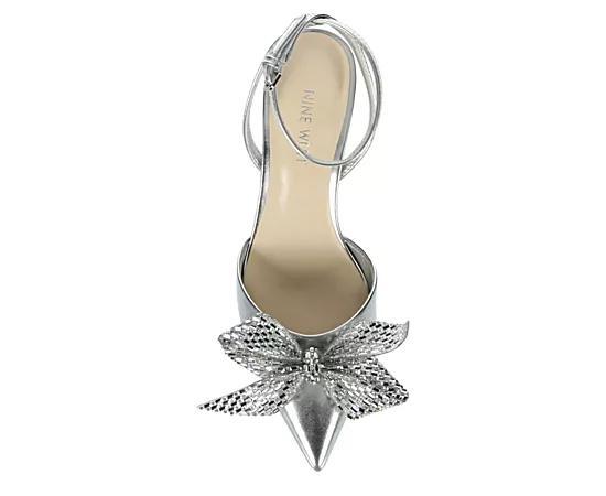 Women's Nine West Raisun Pointy Toe Tapered Heel Dress Sandals, Size: 6.5, Silver Product Image