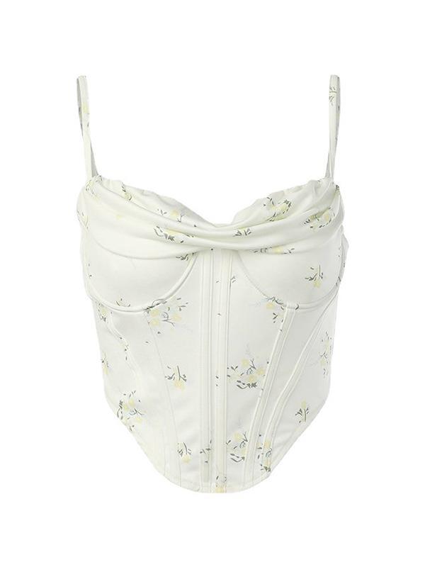 Ditsy Floral Print Stacked Neck Corset Top Product Image