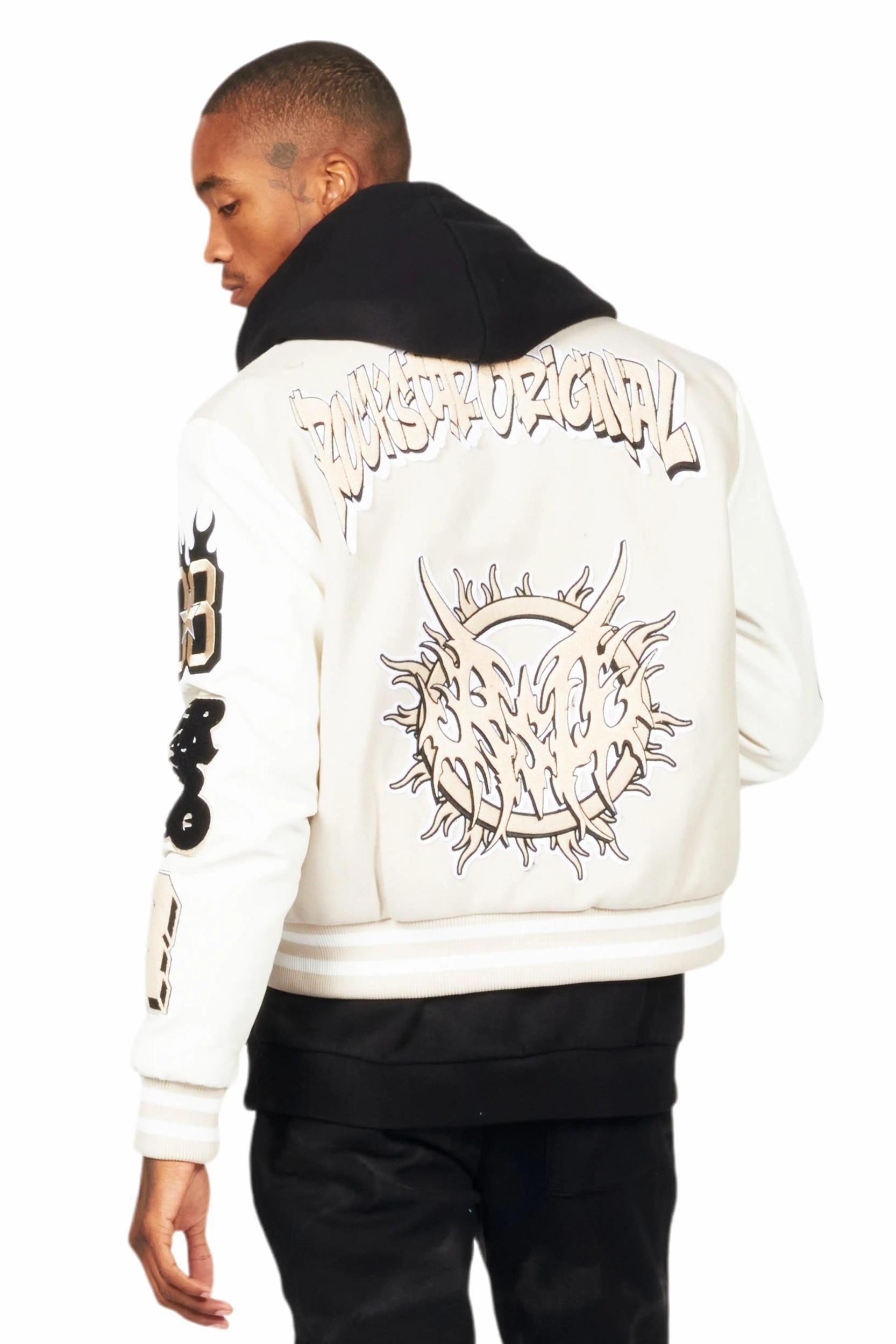 Fio Beige/White Varsity Jacket Male Product Image