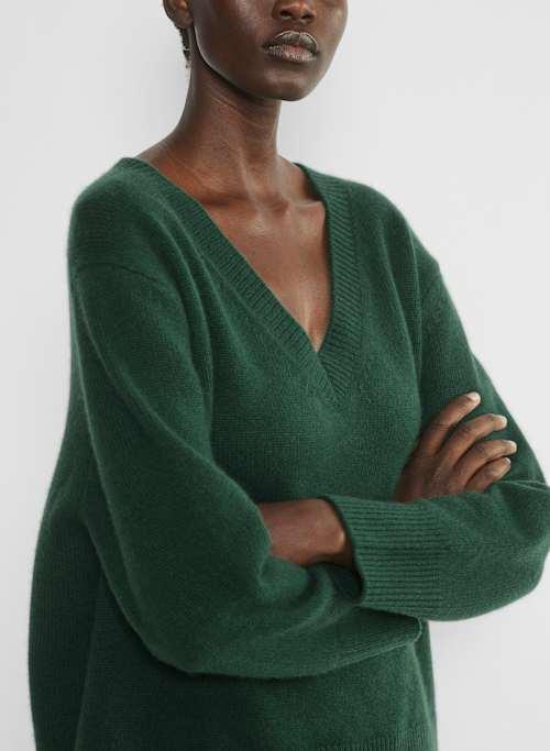 plush cashmere oversized v-neck sweater Product Image