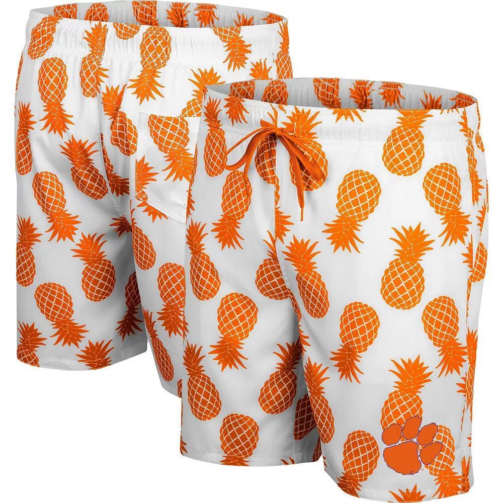 Men's Colosseum White/Orange Clemson Tigers Pineapple Swim Shorts, Size: Small Product Image