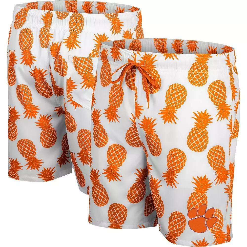 Men's Colosseum White/Orange Clemson Tigers Pineapple Swim Shorts, Size: Small Product Image