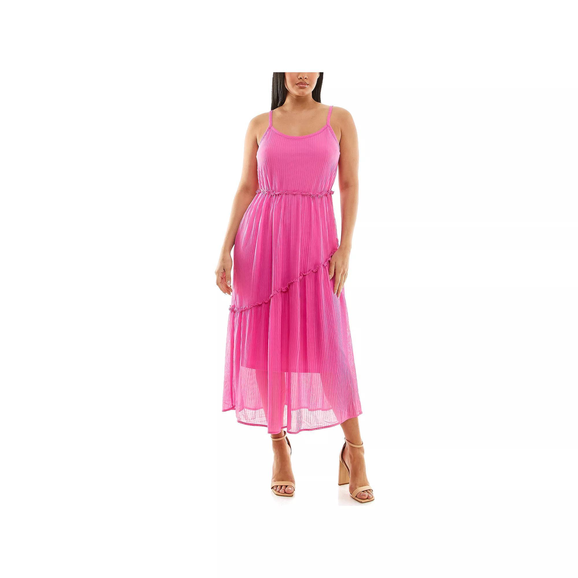 Women's Nina Leonard Pleated Maxi Dress, Size: Large, Pink Product Image