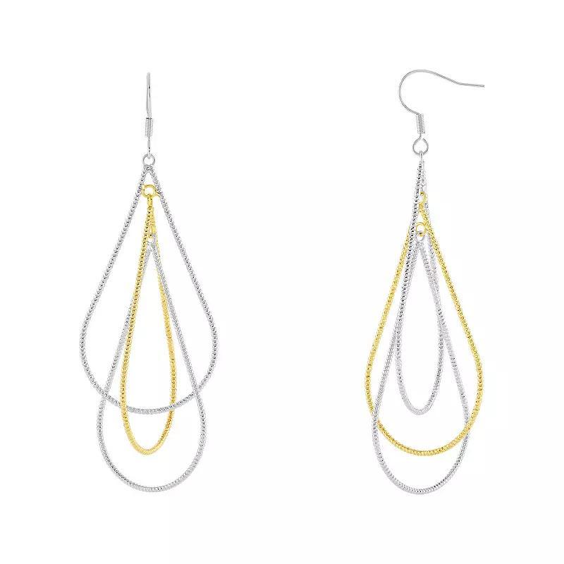 PRIMROSE Triple Textured Teardrop Earrings, Women's, Two Tone Product Image