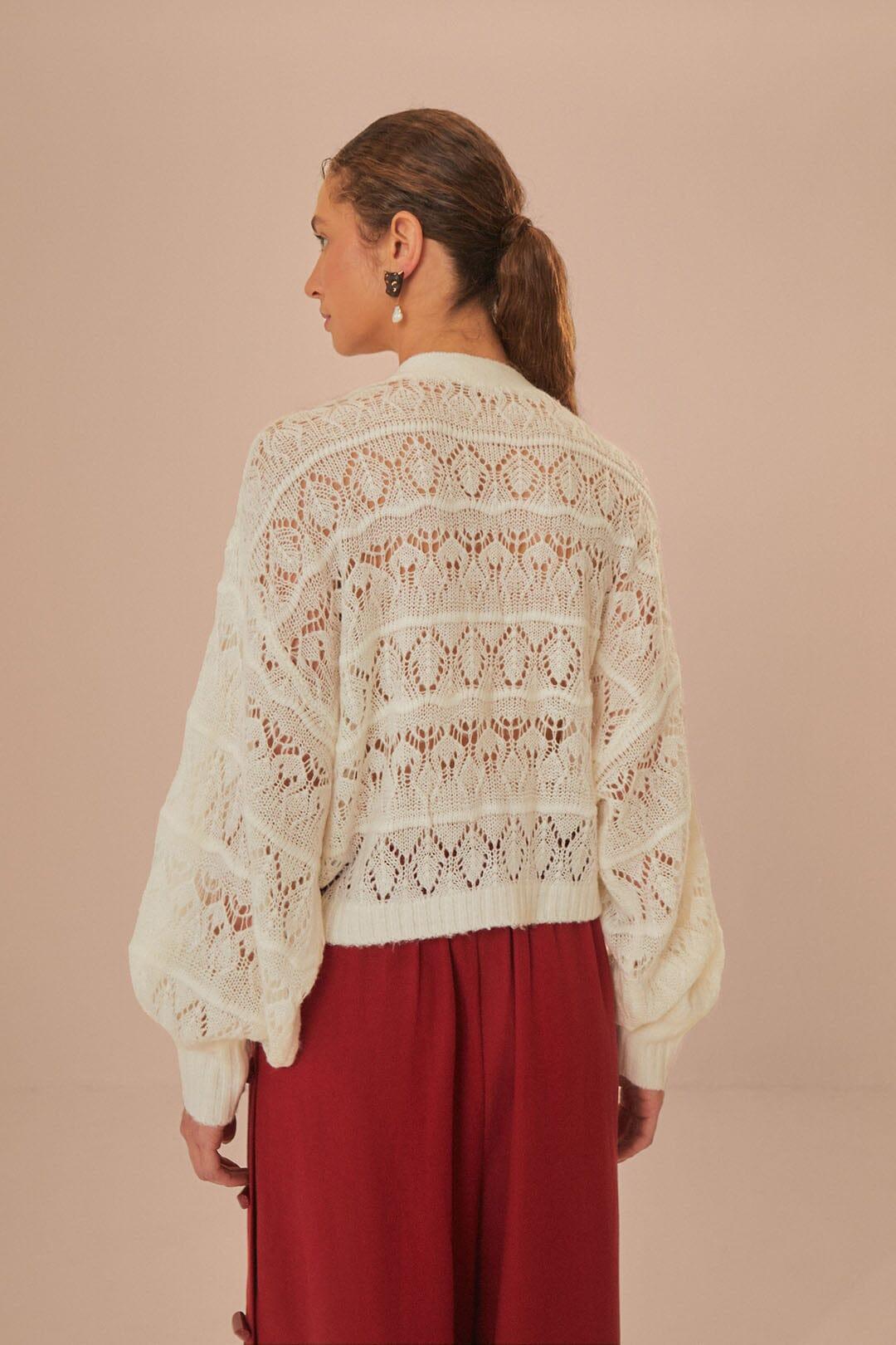 Off-White Textured Knit Cardigan Product Image