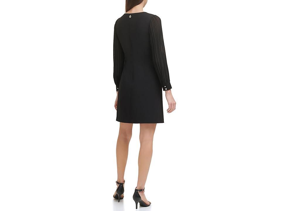 Tommy Hilfiger A-Line with Pleated Chiffon Sleeve Women's Dress Product Image