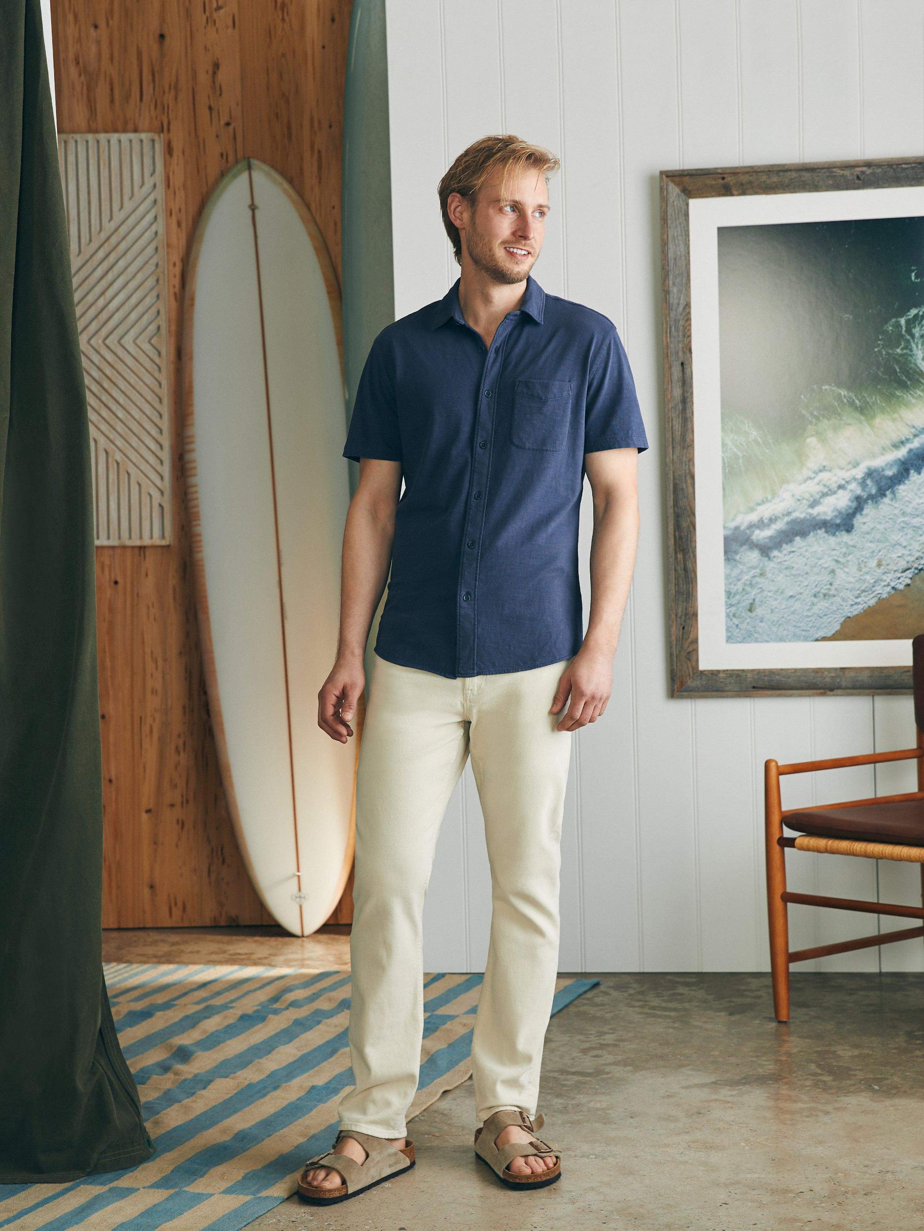 Short-Sleeve Sunwashed Knit Shirt (Single Pocket) - Dune Navy Male Product Image