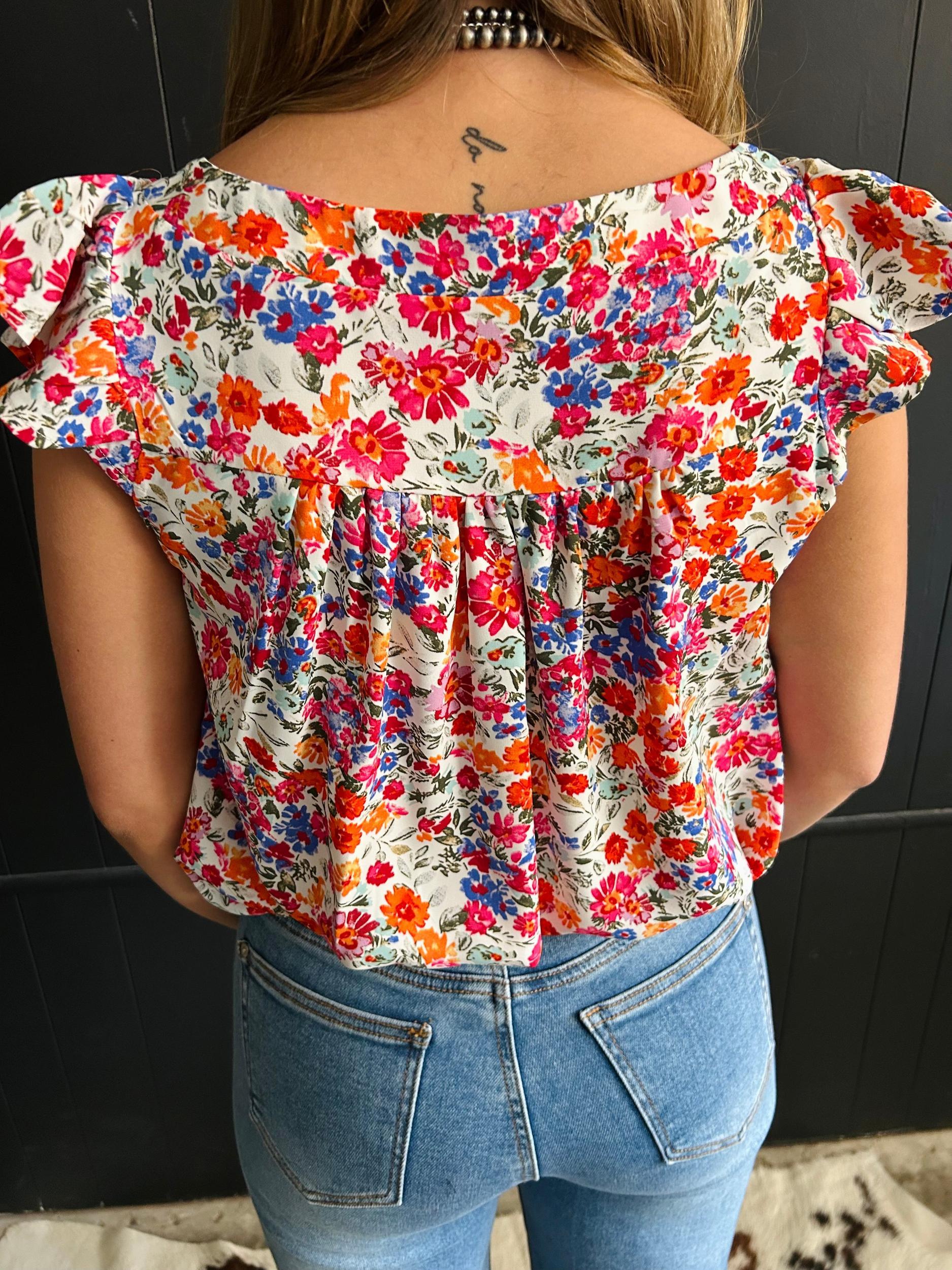 Floral Square Neck Tank Top Product Image