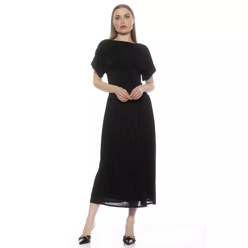 Women's ALEXIA ADMOR Luna Draped Dolman Sleeve Tea Length Dress, Size: Medium, Halogen Blue Product Image