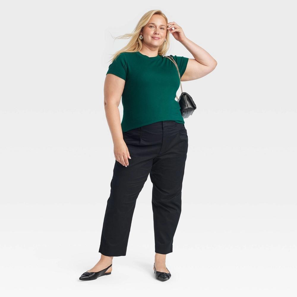 Womens Slim Fit Short Sleeve Ribbed T-Shirt - A New Day XXL Product Image