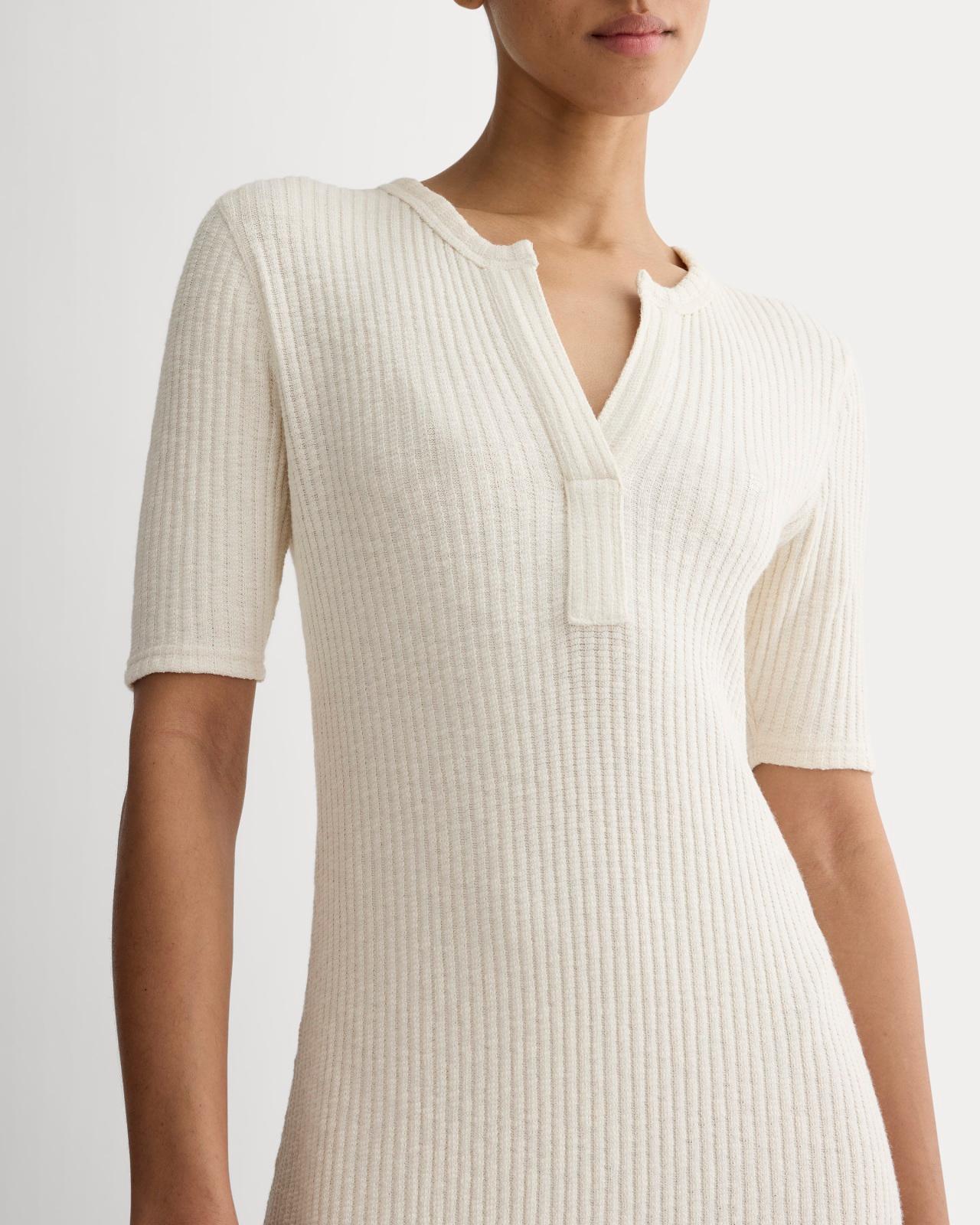 The Rib-Knit Henley Dress Product Image