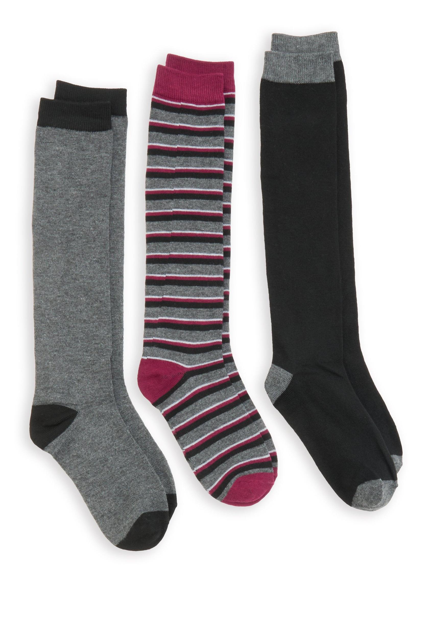 Womens Striped Knee High Socks 3 Pack Size 9-11 Product Image