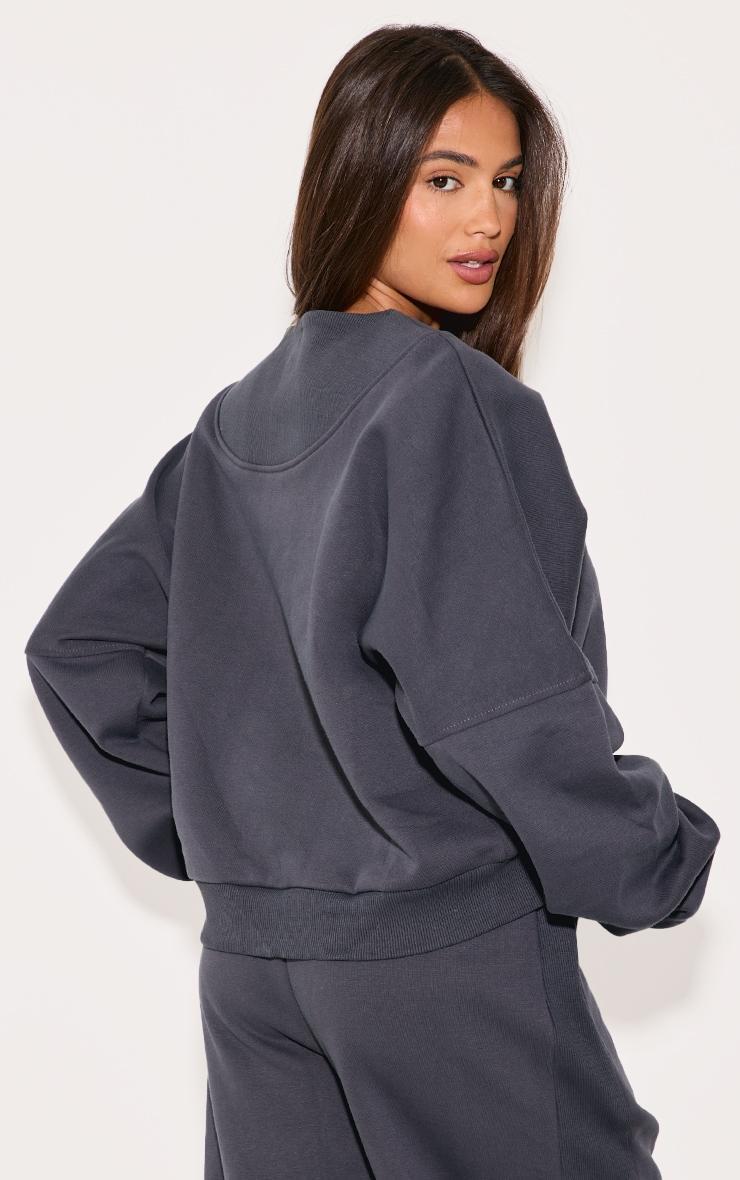 Charcoal Oversized Ribbed Panel Sweatshirt Product Image