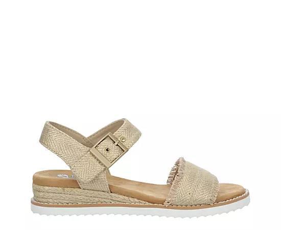 Skechers Womens Desert Kiss- Gold Crush Low Wedge Sandal Product Image