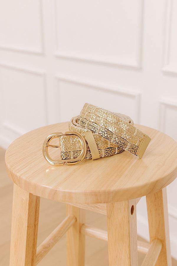 Coastal Cutie Raffia Woven Belt in Gold Product Image