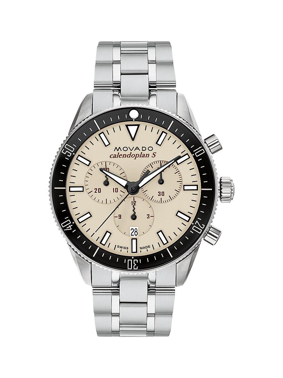 Movado Mens Calendoplan S Swiss Quartz Chrono Stainless Steel Silver-tone Watch 42mm Product Image