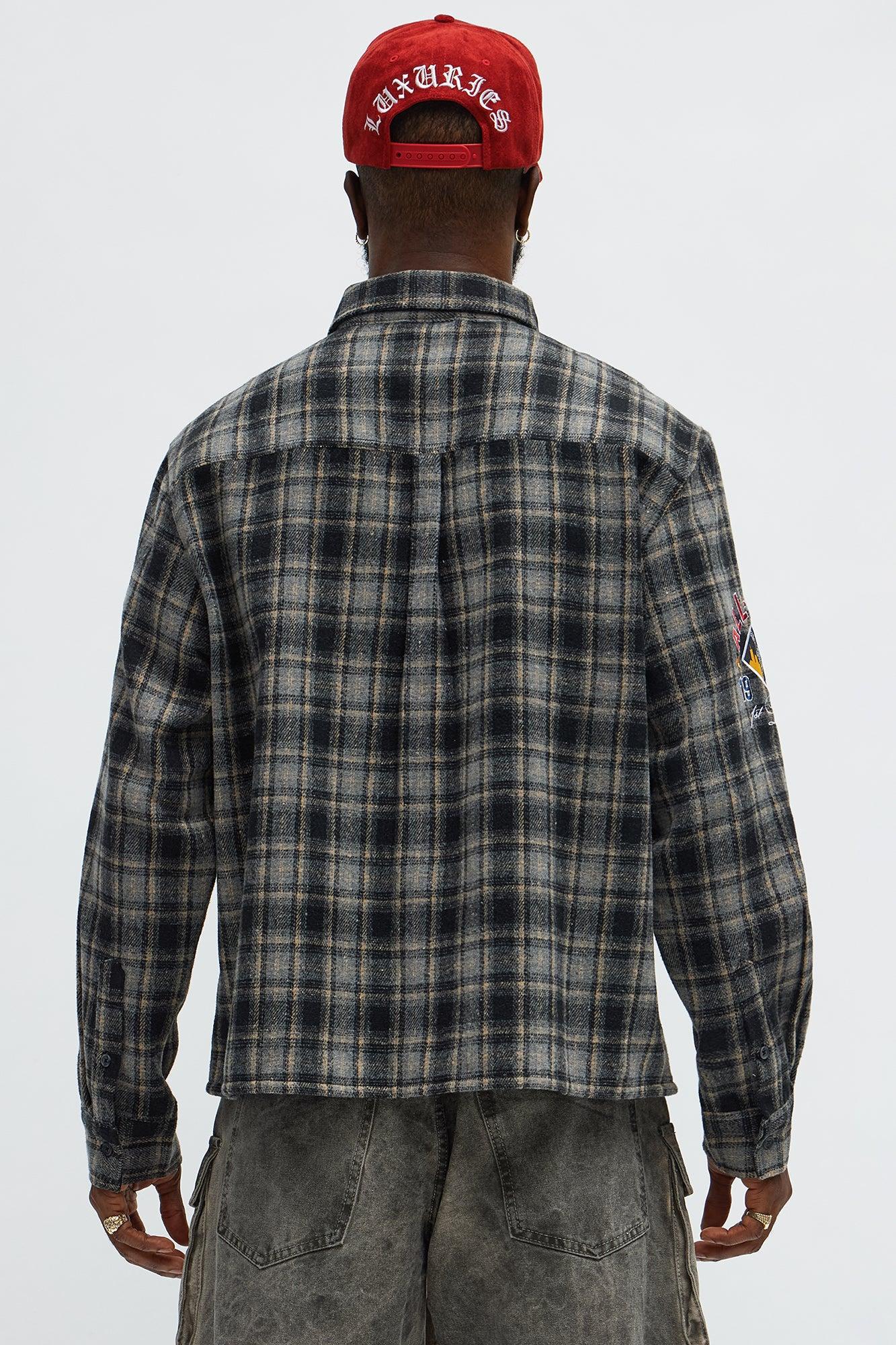 Relaxed Fit Harlem Plaid Long Sleeve Button Up - Black/combo Product Image