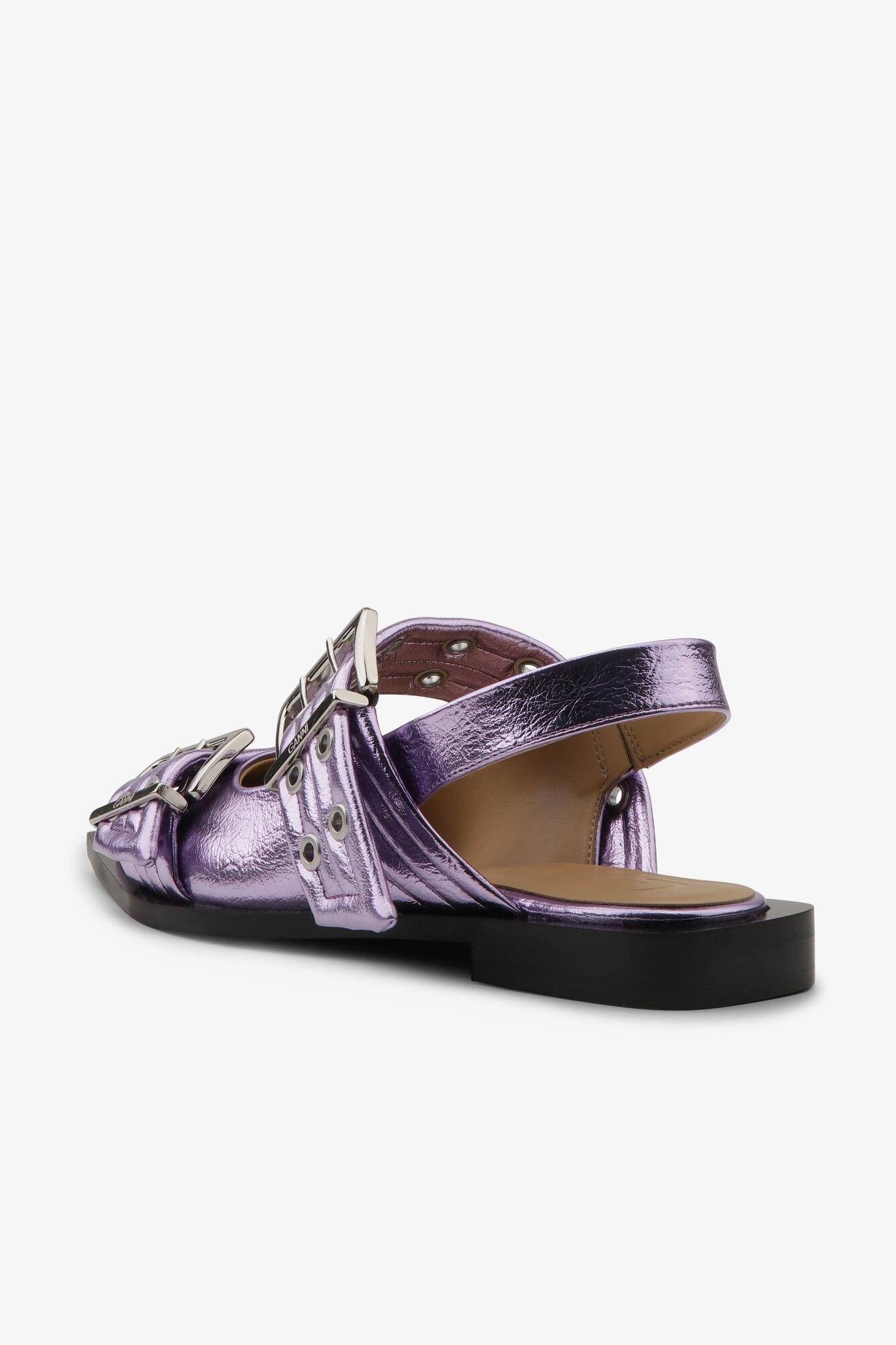 Pink Metallic Feminine Buckle Ballerinas Product Image