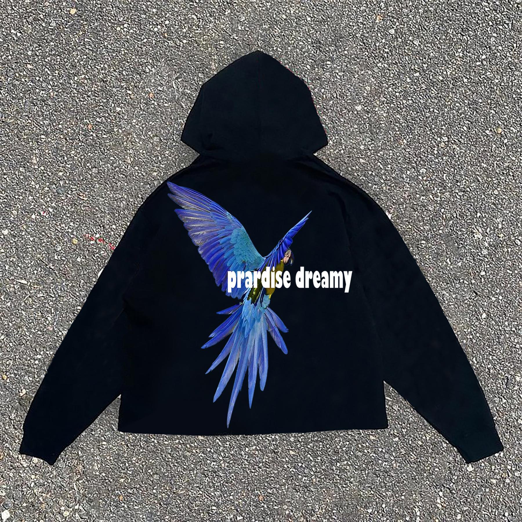 Sopula Casual Men's Oversize Parrot Graphic Print Long Sleeve Hoodie Product Image