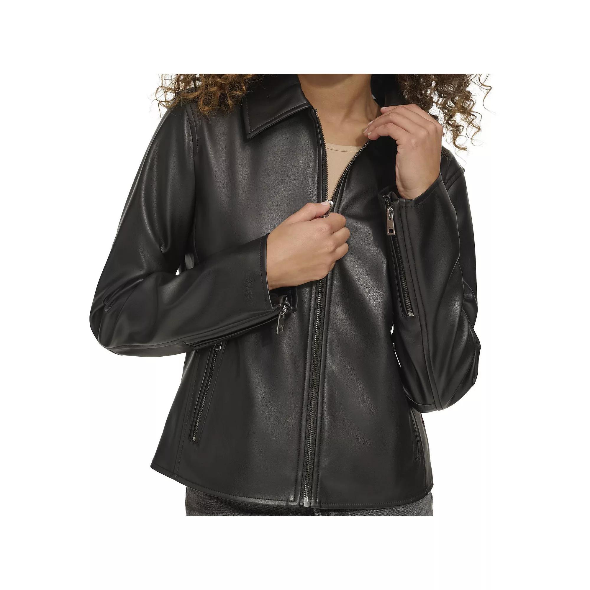 Women's Levi's® Faux-Leather Jacket with Laydown Collar, Size: Small, Black Product Image