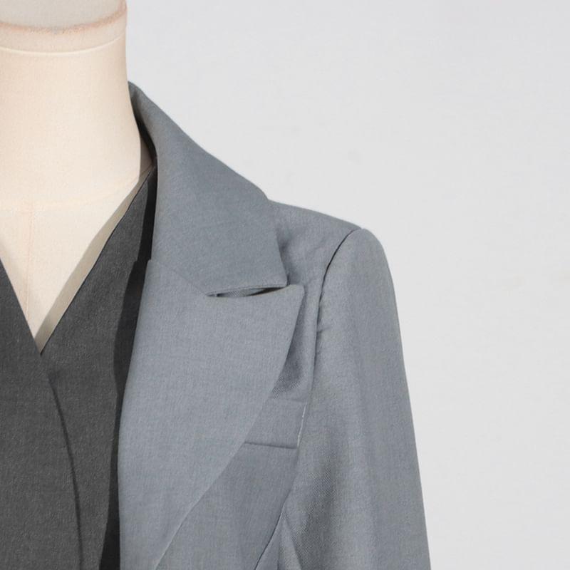 Notch Lapel Mock Two Piece Panel Single Breasted Blazer Product Image