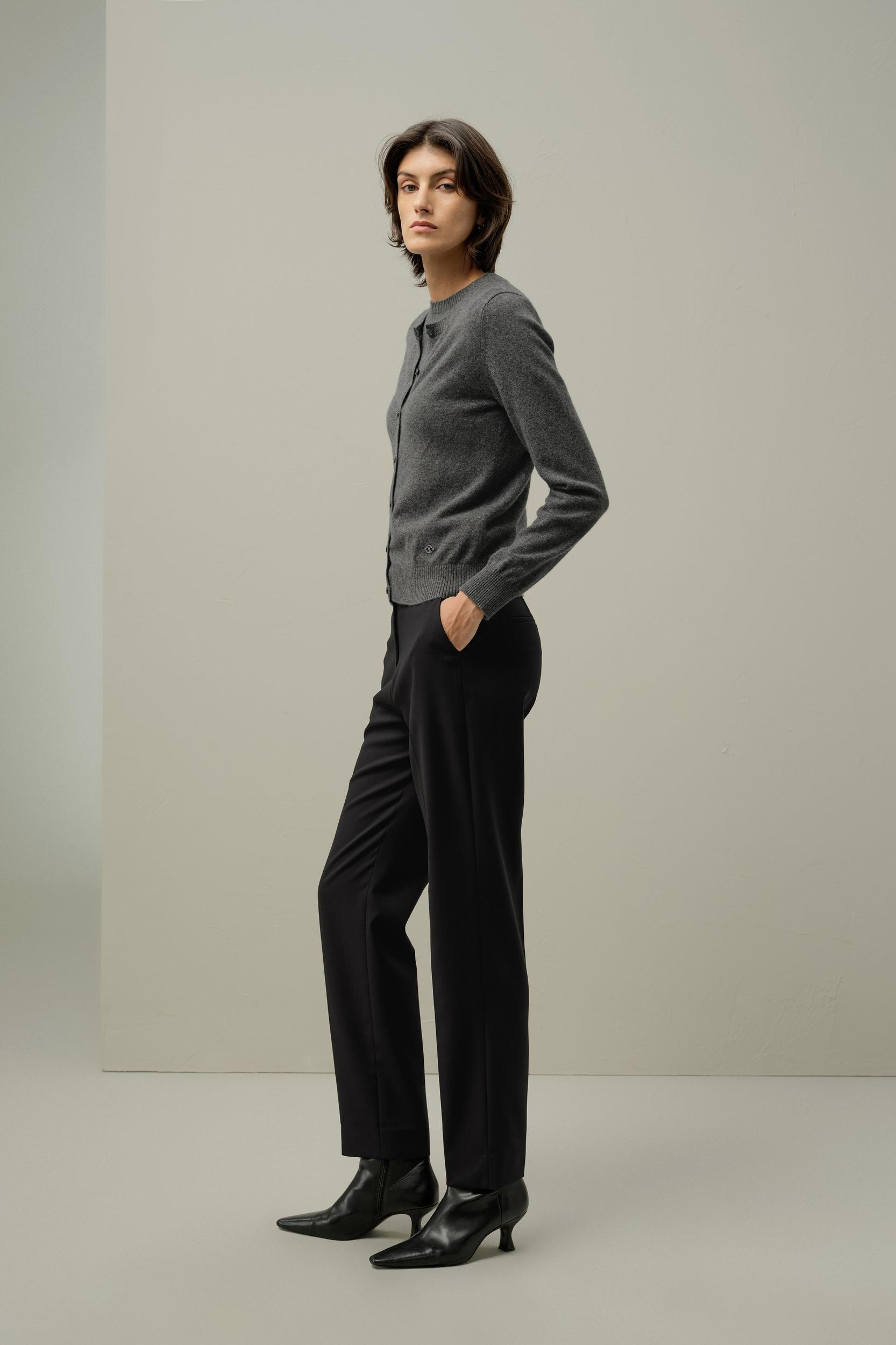 Cashmere Fitted Crew Neck Cardigan Product Image