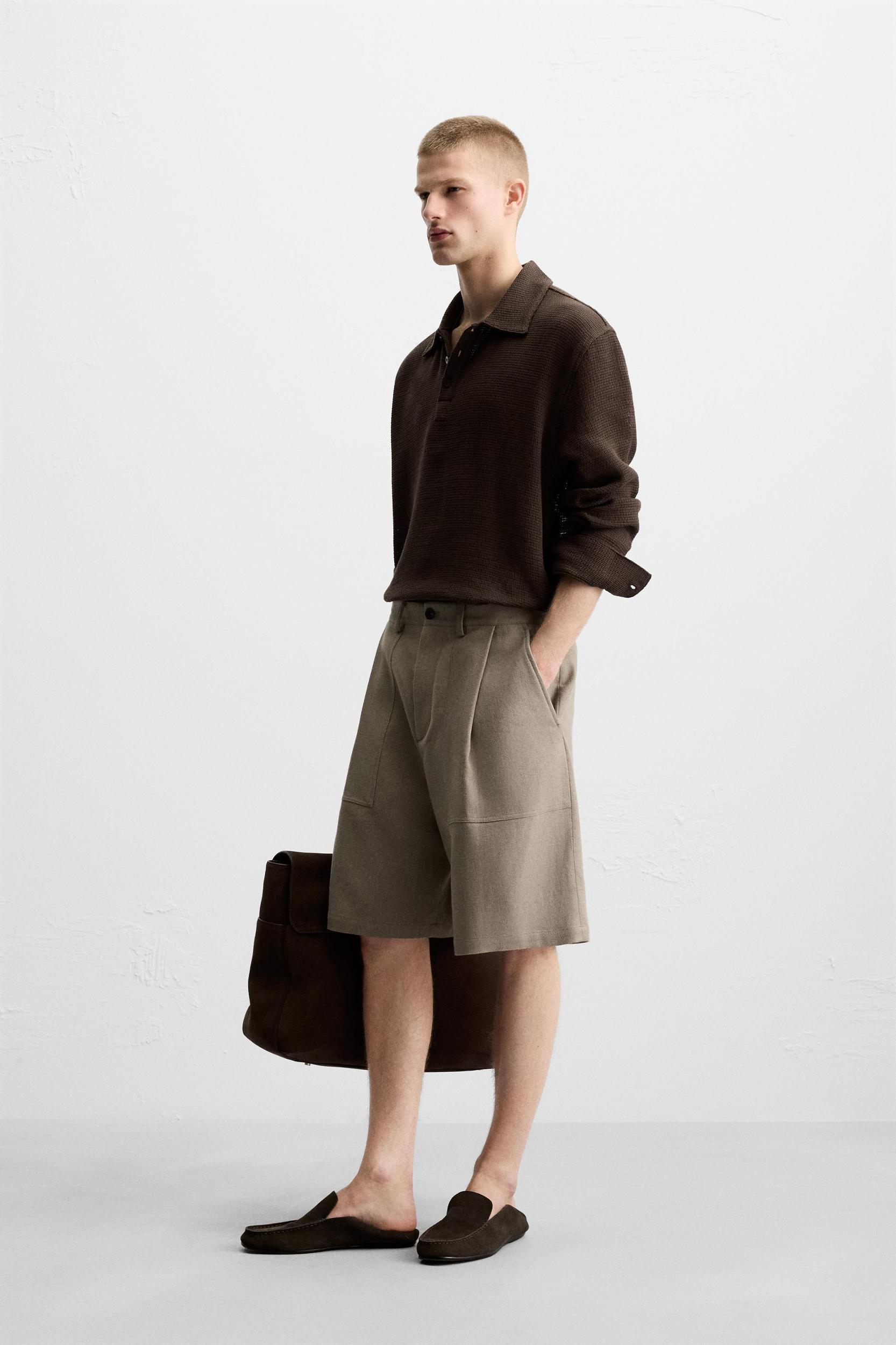 TEXTURED LINEN - COTTON SHORTS Product Image