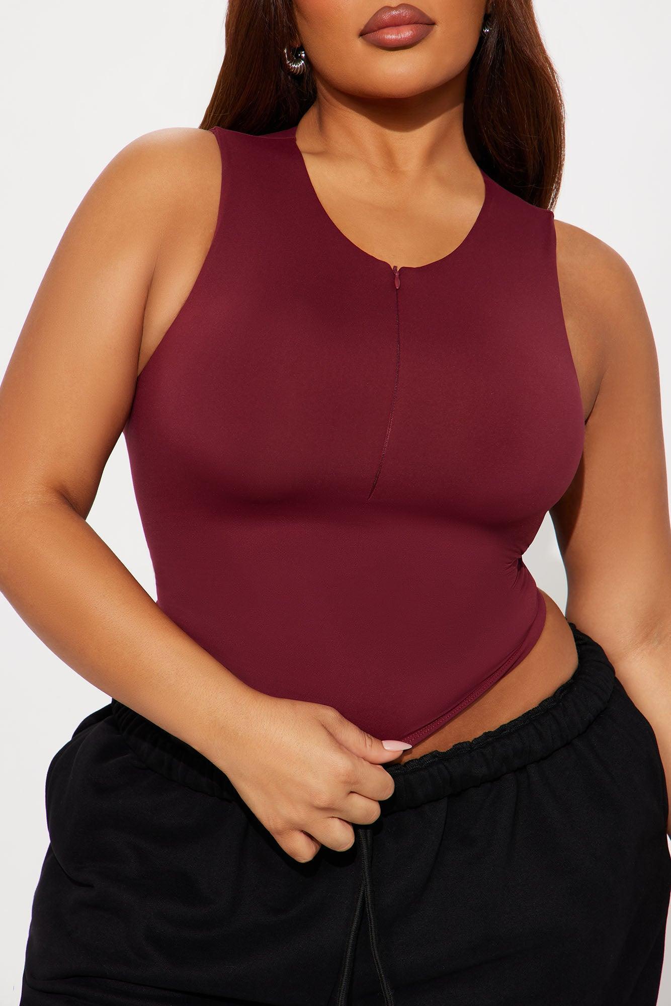 Second Skin Double Lined Zip Front Tank - Wine Product Image