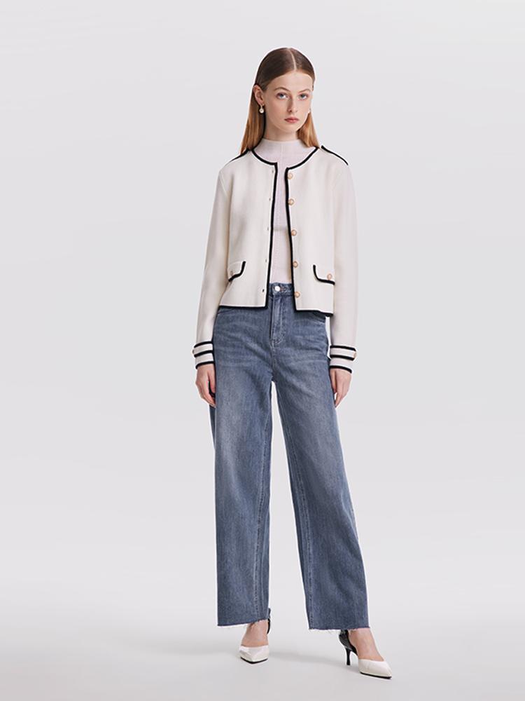 Contrast Soft Woolen Cardigan Product Image