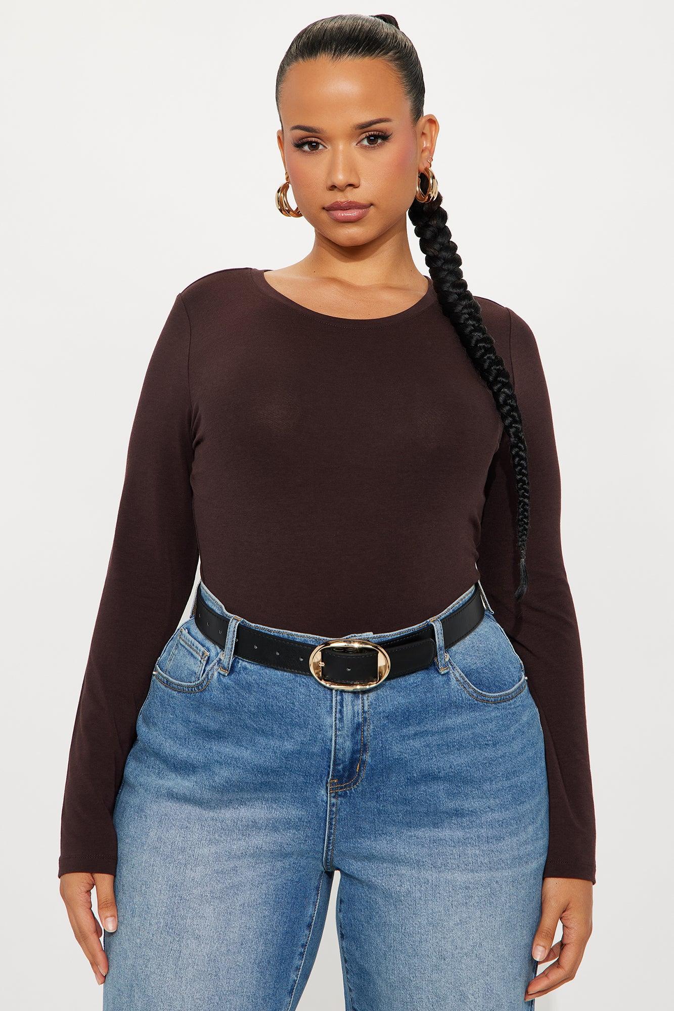 Julia Long Sleeve Top - Brown Product Image